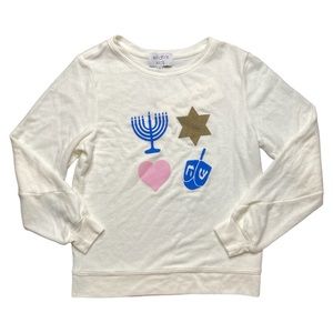 Wildfox Kids Bright Hanukkah Baggy Beach Jumper in Vanilla (Off White) NWT